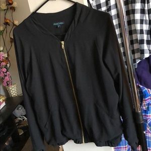 Semi sheer all black bomber jacket.